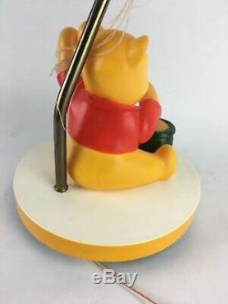 Vintage Disney WINNIE THE POOH Lamp With Honey Pot Music Box and Balloon Shade