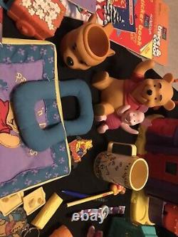 Vintage Disney Winnie The Pooh LOT Playset Stuffed Animals Vinyl Figures