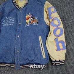 Vintage Disney Winnie The Pooh Varsity Jacket Mens XL Blue 100 Acre Hunny