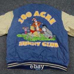 Vintage Disney Winnie The Pooh Varsity Jacket Mens XL Blue 100 Acre Hunny