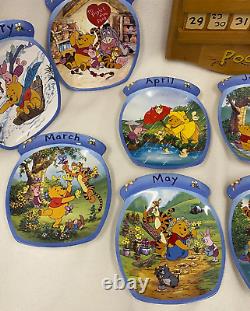 Vintage Disney Winnie The Pooh Wood Wooden Calender with Plates