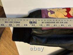 Vintage Disney Winnie the Pooh Black Leather Jacket Unisex Size Large