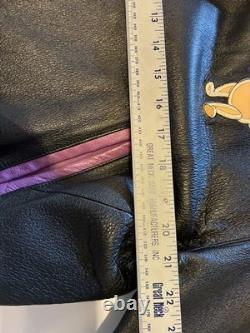 Vintage Disney Winnie the Pooh Black Leather Jacket Unisex Size Large