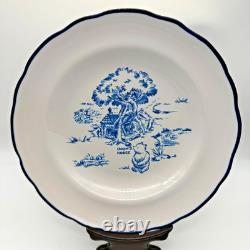 Vintage Disney Winnie the Pooh Blue Toile Stoneware Salad Plate Bowl Set of 4