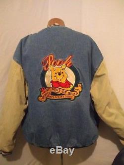 Vintage Disney Winnie the Pooh Jean Varsity Jacket Disney Store Size XL HIP HOP