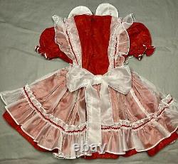 Vintage Girls Dress Winnie the Pooh Brand Sheer Full Circle Sz 5 Red White
