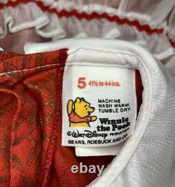Vintage Girls Dress Winnie the Pooh Brand Sheer Full Circle Sz 5 Red White