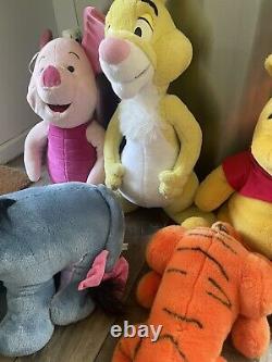 Vintage Lot Of 5 Jumbo Winnie the POOH Tigger Piglet Stuffed Animal Doll Set Lrg