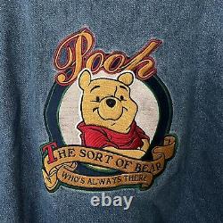 Vintage OG Disney Store Winnie the Pooh No Bother Bear Jean Varsity Jacket Sz XL