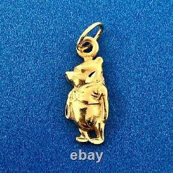 Vintage Official Disney 14k Yellow Gold Winnie the Pooh Bear Collectible Pendant