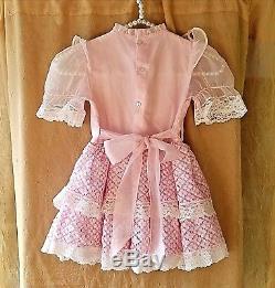 Vintage Perma-Prest Winnie the Pooh Sears Roebuck Girls Dress Pink Lace Ruffles
