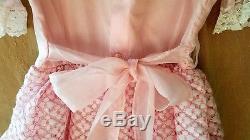 Vintage Perma-Prest Winnie the Pooh Sears Roebuck Girls Dress Pink Lace Ruffles