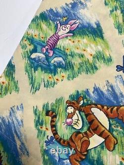Vintage Rare Winnie the Pooh Twin Flat Sheet Disney Unique Print Piglet Tigger