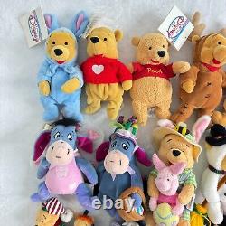 Vintage Retired Disney Store Winnie The Pooh Beanie Plush Toys Lot of 18