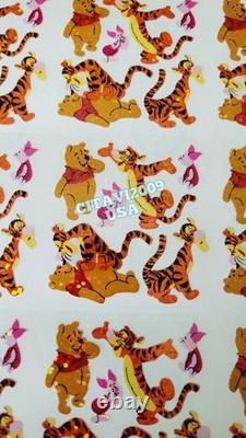 Vintage Sandylion Disney Winnie The Pooh Glitter Stickers Continuous Uncut Strip
