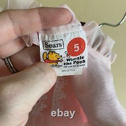 Vintage Sears Winnie The Pooh Pink Sheer Ruffle Lace Party Dress Size 5 Girls