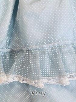 Vintage Sears Winnie the Pooh Blue Swiss Dot Ruffles Lace 36 inches long Size 5