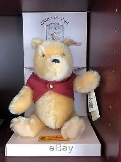 Vintage Steiff Collectible Classic Winnie the Pooh Bear withoriginal stand Retired