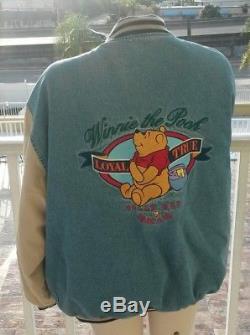 Vintage The Disney Store Winnie The Pooh Denim Jacket Size L Varsity Embroidered