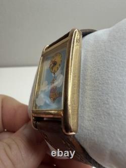 Vintage Timex Disney Winnie the Pooh Tank Watch Gold Leather