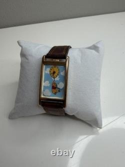 Vintage Timex Disney Winnie the Pooh Tank Watch Gold Leather
