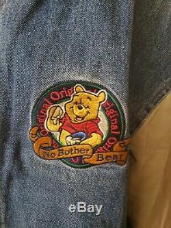 Vintage Uni-Sex Disney Store Winnie the Pooh Varsity Denim Jacket Dize Large 11A