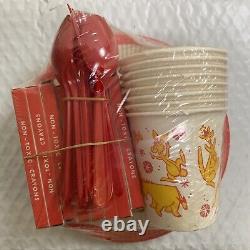 Vintage WALT DISNEY PRODUCTIONS Winnie The Pooh Birthday Party SetFor 8 SEALED