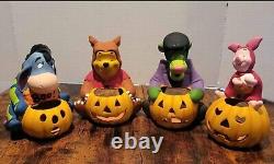 Vintage Walt Disney Candle Holder Winnie the Pooh Ceramic Figurine Halloween Set