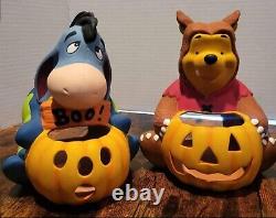 Vintage Walt Disney Candle Holder Winnie the Pooh Ceramic Figurine Halloween Set