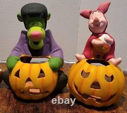 Vintage Walt Disney Candle Holder Winnie the Pooh Ceramic Figurine Halloween Set