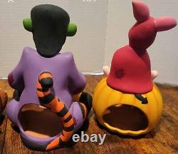 Vintage Walt Disney Candle Holder Winnie the Pooh Ceramic Figurine Halloween Set