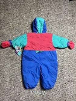 Vintage Winnie The Pooh Baby Colorblock Snowsuit With Mittens Booties 24M NWT