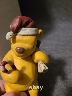 Vintage Winnie The Pooh Figurine Santa Christmas Bird Candy Cane Classic Disney