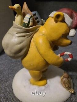 Vintage Winnie The Pooh Figurine Santa Christmas Bird Candy Cane Classic Disney