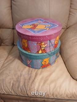 Vintage Winnie The Pooh Hat Box Large 14 And 13 Pooh & Piglet Storage Good