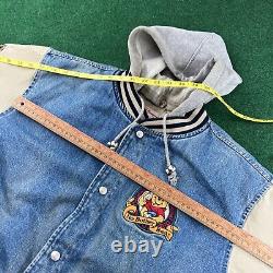 Vintage Winnie The Pooh Jacket Mens M Denim Disney Store Varsity Bomber Coat 90s
