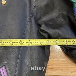 Vintage Winnie The Pooh Leather Jacket Adult XL Black Genuine 90s Full Zip