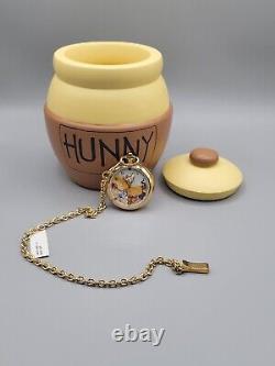 Vintage Winnie The Pooh Tug A Pooh Pocket Watch In Honey Pot Jar Fossil