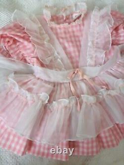 Vintage Winnie the Pooh Girls Sheer Pinafore Dress 2T Sears Lace Pink Ruffle