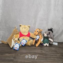 Vintage Winnie the Pooh Lot Plush Gabrielle Designs Tigger Eeyore Roo Piglet set