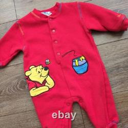 Vtg 90s Disneyland Resort Winnie the Pooh Romper One Piece Red Embroidered 6 Mo