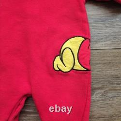 Vtg 90s Disneyland Resort Winnie the Pooh Romper One Piece Red Embroidered 6 Mo