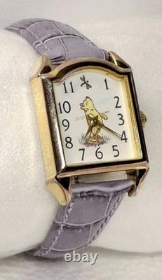 Vtg Classic Pooh DD Disney Winnie The Pooh Watch Purple Leather Kc Band