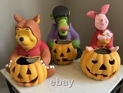 Vtg Disney Direct Candle Holder Winnie the Pooh Halloween Piglet Set Of 3