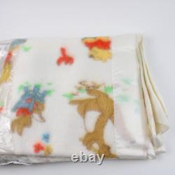 Vtg Disney Winnie The Pooh Satin Soft Swaddle MicroFleece Baby Blanket 52x32
