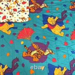 Vtg Disney Winnie The Pooh & Tigger Blustery Day Full Double Comforter 90's