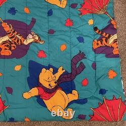 Vtg Disney Winnie The Pooh & Tigger Blustery Day Full Double Comforter 90's