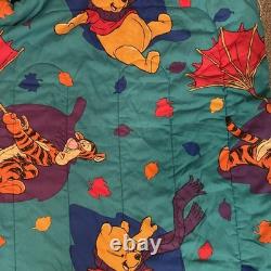 Vtg Disney Winnie The Pooh & Tigger Blustery Day Full Double Comforter 90's