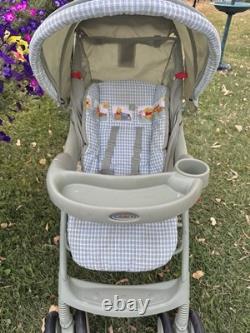 Vtg Graco Winnie the Pooh Gingham Stroller + High Chair Matching Set Y2K Rare