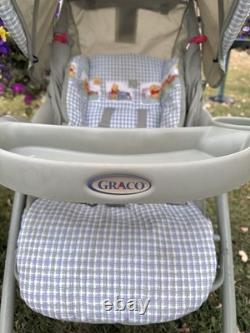 Vtg Graco Winnie the Pooh Gingham Stroller + High Chair Matching Set Y2K Rare